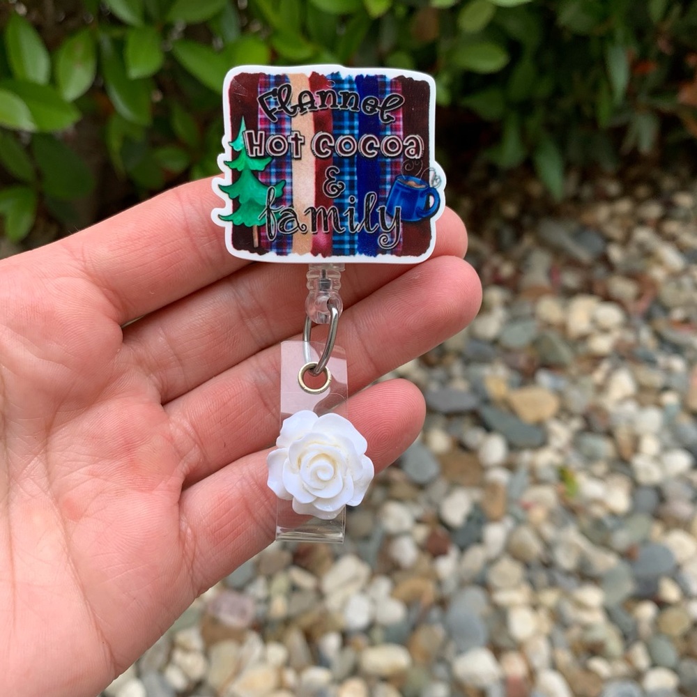 Flannel Hot Cocoa & Family Badge Holder